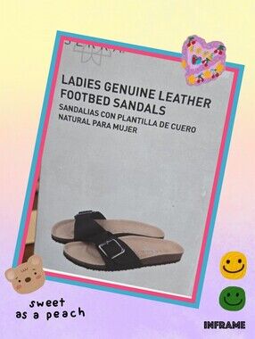 Nwt Serra Black Slide Leather Sandals with Buckle Size 10